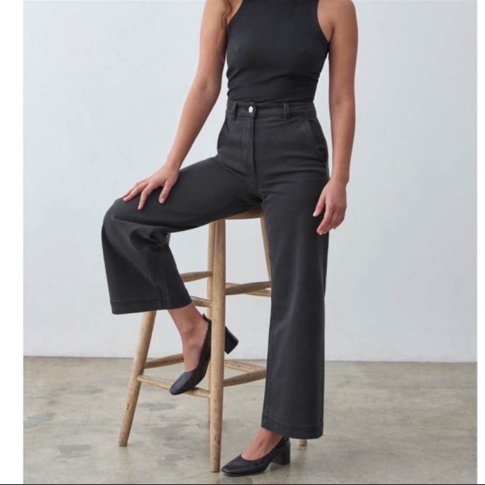 Everlane Black Cropped Wide Leg High Rise Pant 00